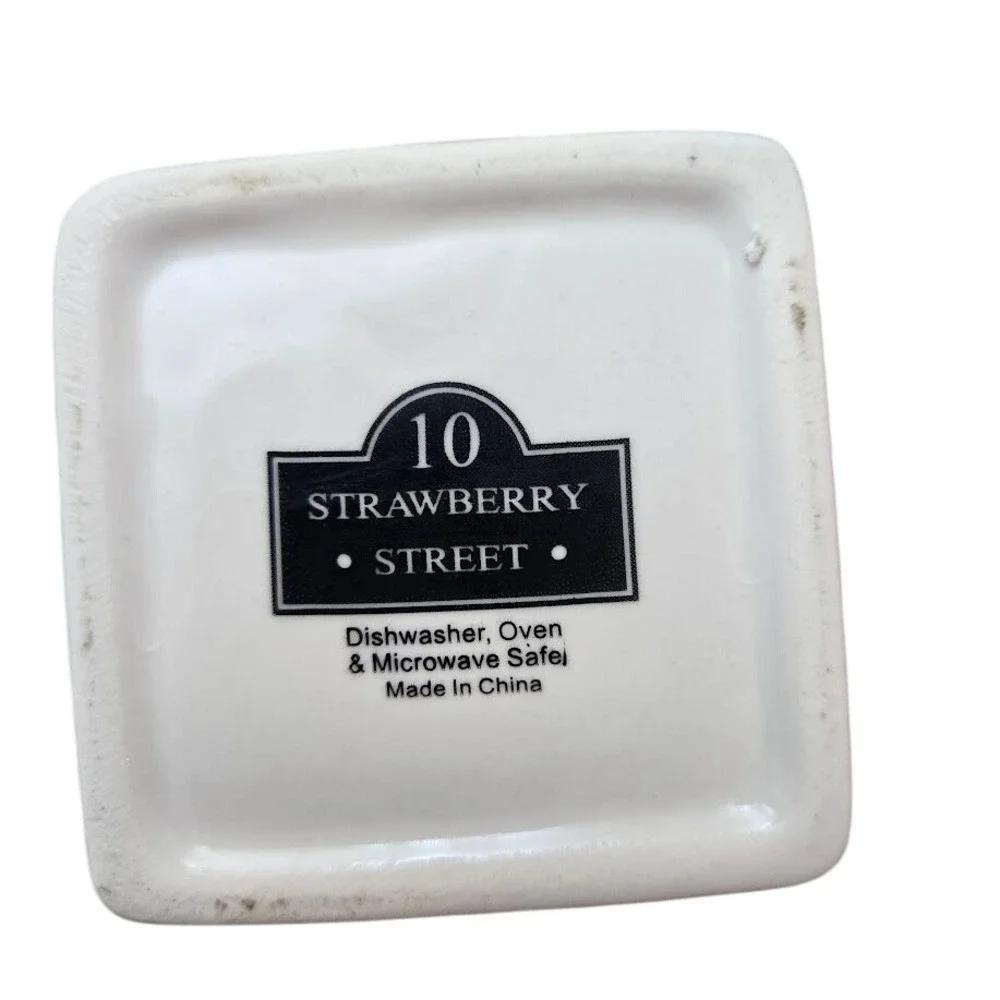 10 Strawberry‎ Street 4pc White Ceramic Creamer Sugar Salt Pepper Set